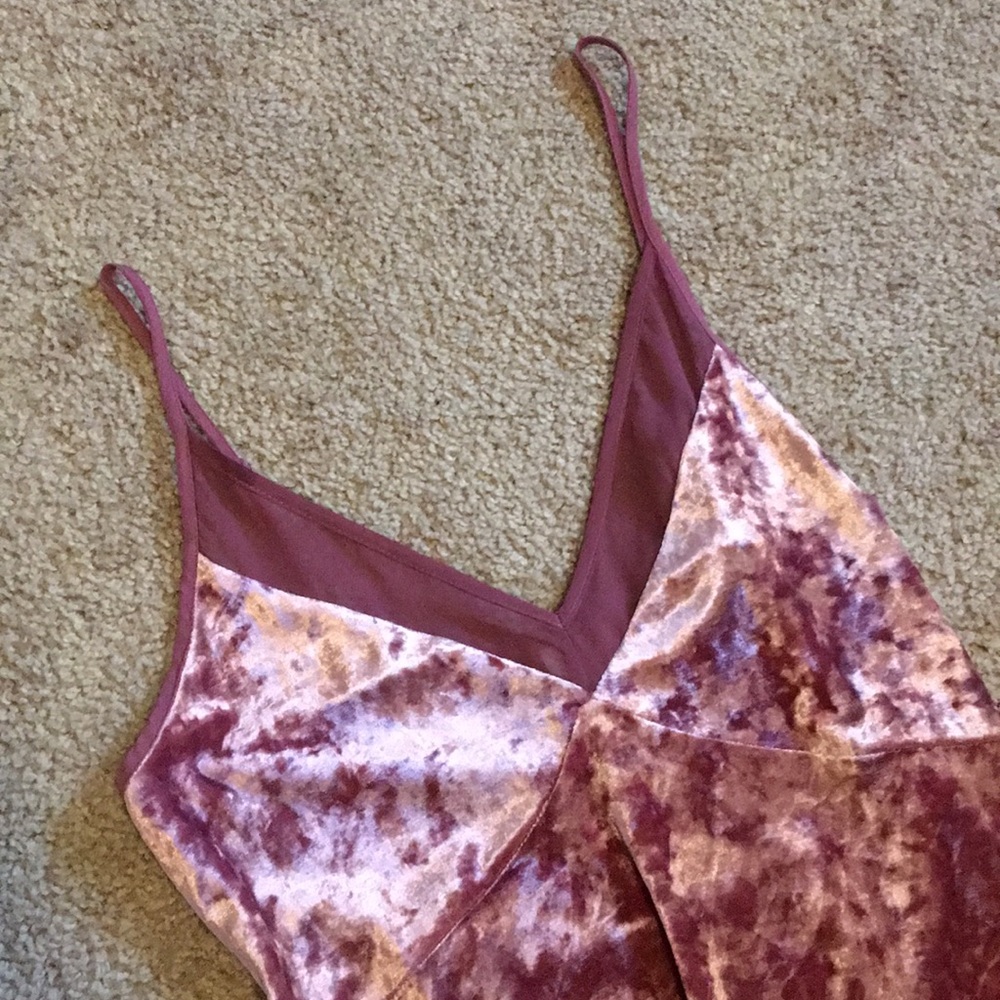 Pink Velvet Slip Dress - Picture 2 of 8